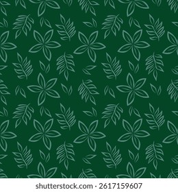seamless flower pattern on green background