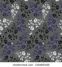 seamless  flower pattern on grey