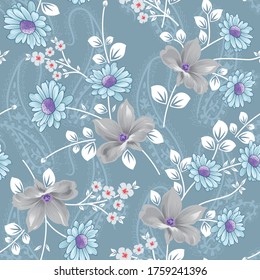 seamless flower pattern on grey background