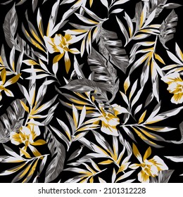 seamless flower pattern on grey background