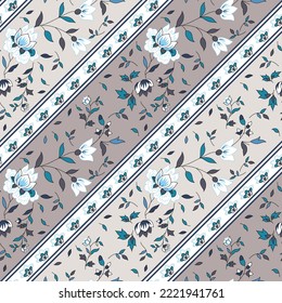 seamless  flower pattern on grey background