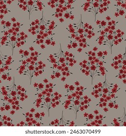 seamless flower pattern on grey background