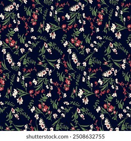 seamless flower pattern on navy background