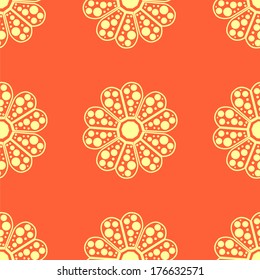 seamless flower pattern on an orange background