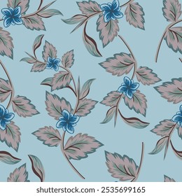 seamless flower pattern on paisley grey background