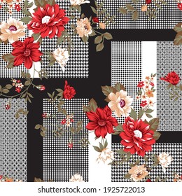 seamless flower pattern on patchwork