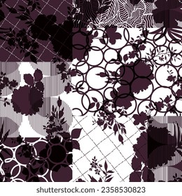 seamless flower pattern on patchwork background