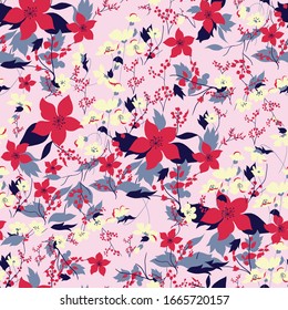 seamless flower pattern on pink 