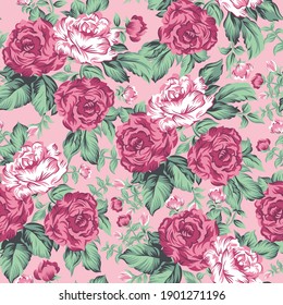 seamless flower pattern on pink