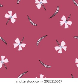 Seamless flower pattern on pink background.