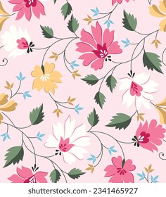 seamless flower pattern on pink background