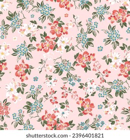 seamless flower pattern on pink background