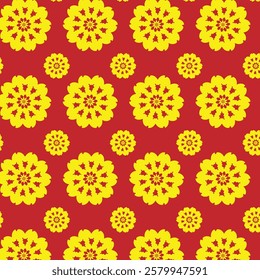 seamless flower pattern on red background