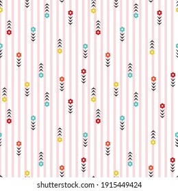 seamless flower pattern on stripes