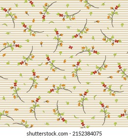 seamless flower pattern on stripes background