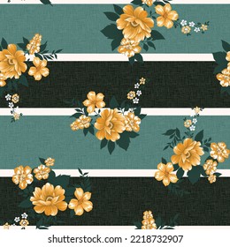 seamless flower pattern on stripes background