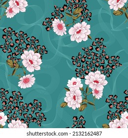 seamless flower pattern on textures background