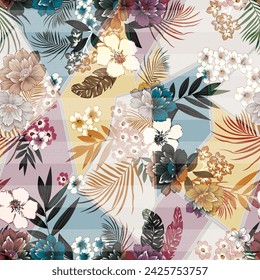 seamless flower pattern on textures background