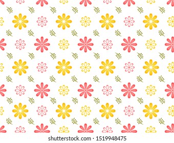 Seamless flower pattern on white background.