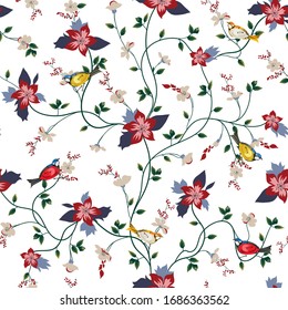 seamless flower pattern on white 
