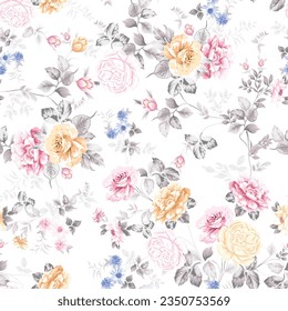 seamless flower pattern on white background