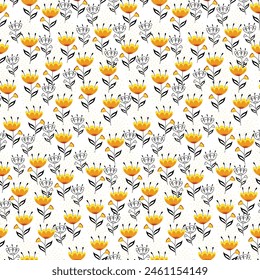 seamless flower pattern on white background