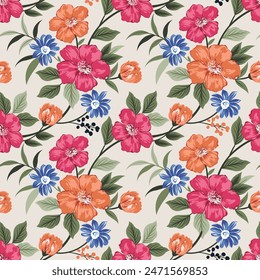 seamless flower pattern on white background