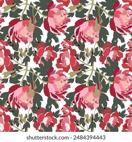 seamless flower pattern on white background. Beautiful colorful flowers leaf background different texture all over patterns design
