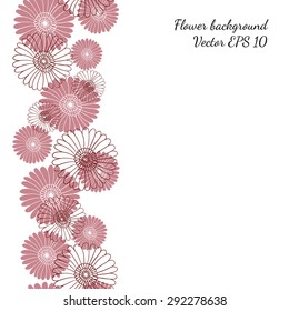 Seamless flower pattern on white background. Marsala color. Vector EPS 10