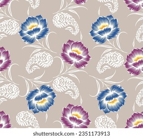 Seamless flower pattern with paisley design