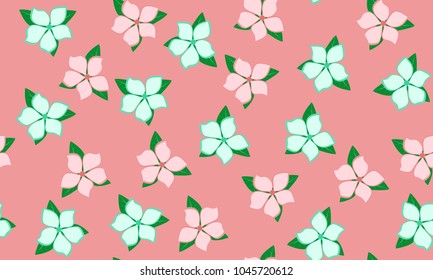 Seamless Flower Pattern in Pastel Color Design. Beautiful Spring Background in Vintage Style. Seamless Flowers with Petals for Banner, Textile, Fabric, Wallpaper, Postcard, Invitation, Paper, Wrapping