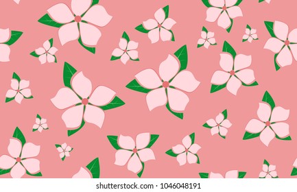 Seamless Flower Pattern in Pastel Color Design. Beautiful Spring Background in Vintage Style. Seamless Flowers with Petals for Banner, Textile, Fabric, Wallpaper, Postcard, Invitation, Paper, Wrapping