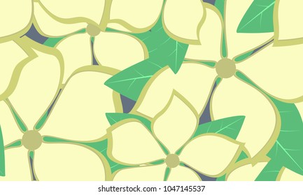 Seamless Flower Pattern in Pastel Color Design. Beautiful Spring Background in Vintage Style. Seamless Flowers with Leaves for Banner, Textile, Fabric, Wallpaper, Postcard, Invitation, Paper, Wrapping