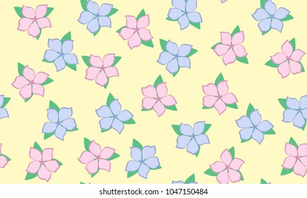 Seamless Flower Pattern in Pastel Color Design. Beautiful Spring Background in Vintage Style. Seamless Flowers with Petals for Banner, Textile, Fabric, Wallpaper, Postcard, Invitation, Paper, Wrapping