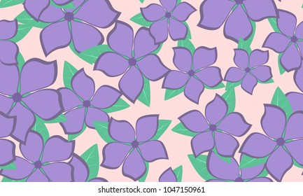 Seamless Flower Pattern in Pastel Color Design. Beautiful Spring Background in Vintage Style. Seamless Flowers with Petals for Banner, Textile, Fabric, Wallpaper, Postcard, Invitation, Paper, Wrapping