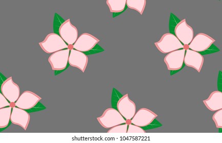 Seamless Flower Pattern in Pastel Color Design. Beautiful Spring Background in Vintage Style. Seamless Flowers with Leaves for Banner, Textile, Fabric, Wallpaper, Postcard, Invitation, Paper, Wrapping