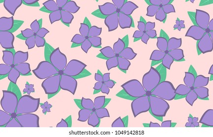 Seamless Flower Pattern in Pastel Color Design. Beautiful Spring Background in Vintage Style. Seamless Flowers with Petals for Banner, Textile, Fabric, Wallpaper, Postcard, Invitation, Paper, Wrapping