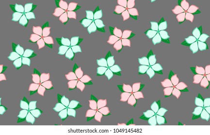 Seamless Flower Pattern in Pastel Color Design. Beautiful Spring Background in Vintage Style. Seamless Flowers with Leaves for Banner, Textile, Fabric, Wallpaper, Postcard, Invitation, Paper, Wrapping