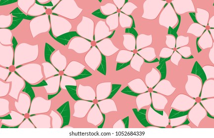 Seamless Flower Pattern in Pastel Color Design. Beautiful Spring Background in Vintage Style. Seamless Flowers with Petals for Banner, Textile, Fabric, Wallpaper, Postcard, Invitation, Paper, Wrapping