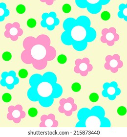 Seamless Flower Pattern in Pastel Colors. Vector Background