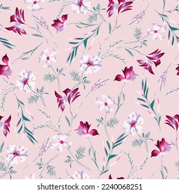 seamless flower pattern pink background