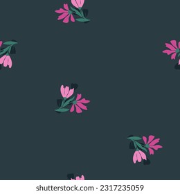 Seamless flower pattern. Pink bouquet. Vector botanical composition.