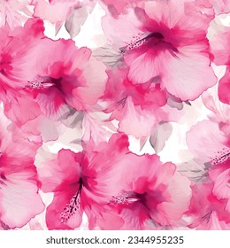 Seamless flower pattern with pink watercolor colorful floral background. Floral garden design vector for textile printing