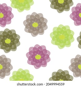 Seamless flower pattern.  Plant background for fashion, wallpapers, print.  A lot of different flowers on the field.