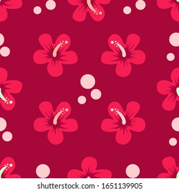 seamless flower pattern. red background.