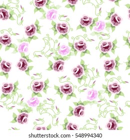 Seamless flower pattern with roses . Floral vintage background for textile, cover, wallpaper, gift packaging, printing, scrapbooking.