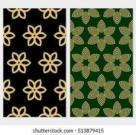 seamless flower pattern set. abstract vector illustration. gold line. for design invitation, background, wallpaper