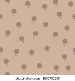 Seamless flower pattern. Simple flower with dusty-beige background.