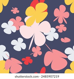 Seamless Flower Pattern With Simple Pretty, Little Floral Liberty Seamless Texture Background. Spring, Summer Romantic Blossom Flower Garden Seamless Pattern for Your Designs
