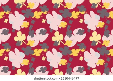 Seamless Flower Pattern With Simple Pretty, Little Floral Liberty Seamless Texture Background. Spring, Summer Romantic Blossom Flower Garden Seamless Pattern for Your Designs
